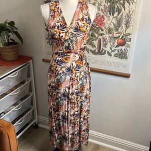 Garnet Hill Floral Midi Dress - Multicolor size 6